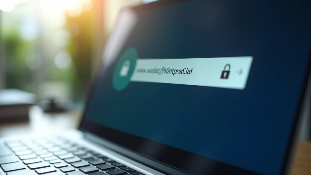 Padlock security icon displayed on laptop browser address bar showing HTTPS connection
