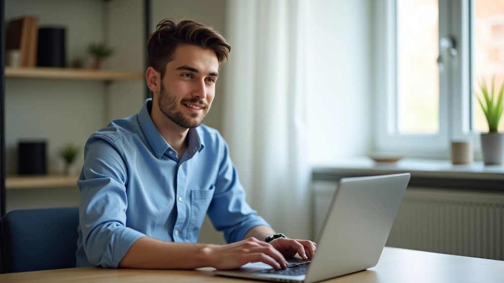 Person confidently typing on laptop with password security indicators on screen